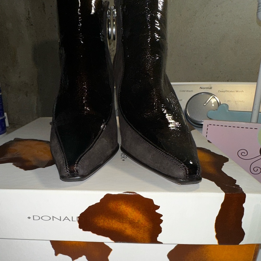 leather and suede with a zipper on the side